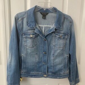 White House Black Market Blue Denim Jean Jacket Cropped Style